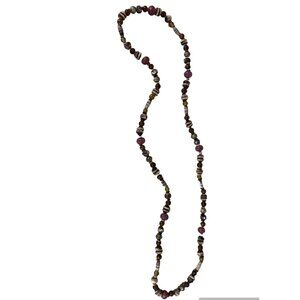 Vintage Earth Tones Mix Bead Shell Stone Wood Necklace BOHO